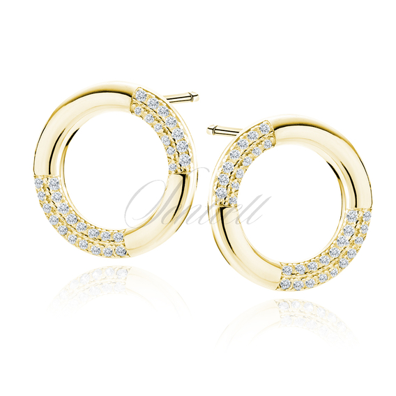 Silver (925) gold-plated earrings circles with white zirconias