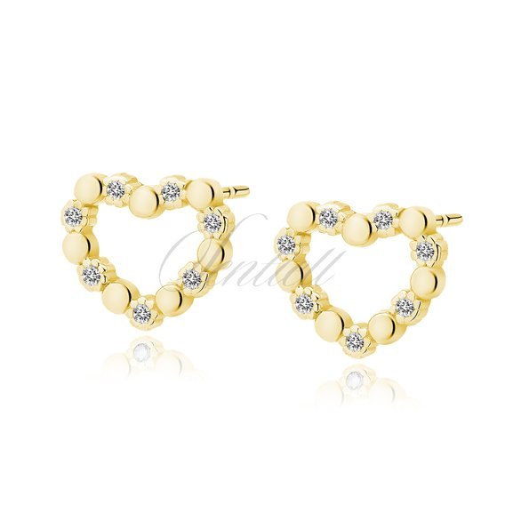 Silver (925) gold-plated earrings heart with zirconias