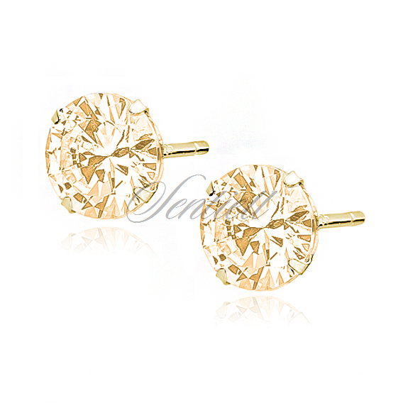 Silver (925) gold-plated earrings round zirconia diameter 7mm