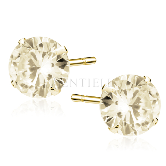 Silver (925) gold-plated earrings round zirconia diameter 8mm