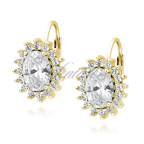 Silver (925) gold-plated earrings white zirconia