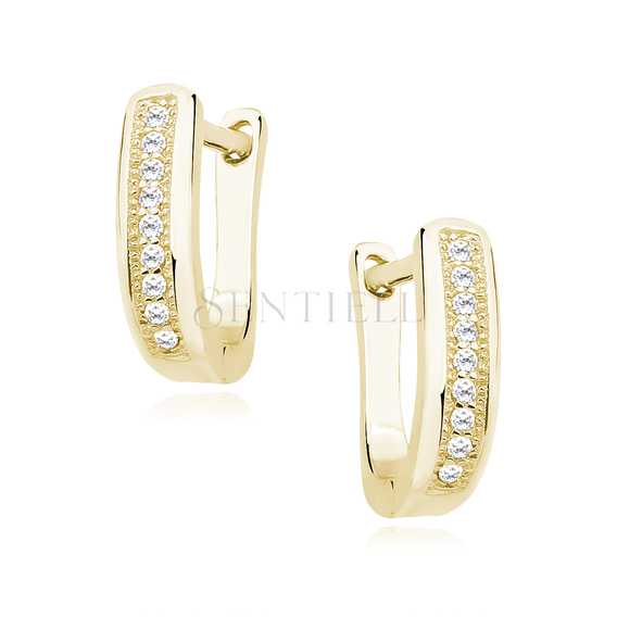 Silver (925) gold-plated earrings white zirconia