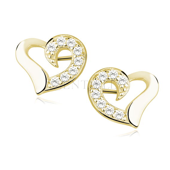 Silver (925) gold-plated heart earrings with zirconias