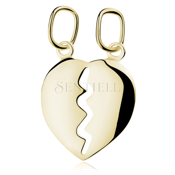 Silver (925) gold-plated heart pendant for couples - for engraving