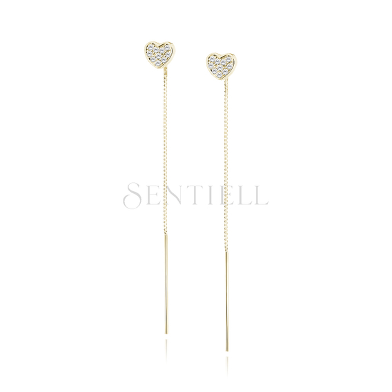 Silver (925) gold-plated hearts earrings with zirconias