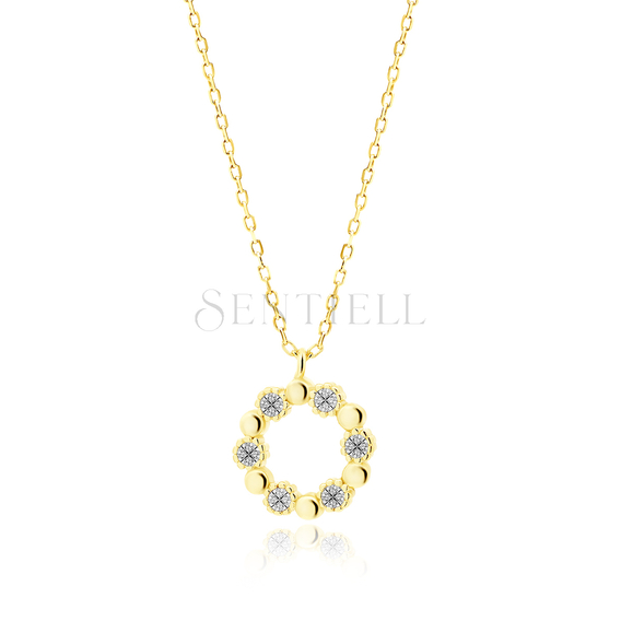 Silver (925) gold-plated necklace - flower with zirconias