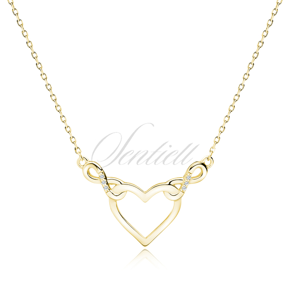 Silver (925) gold-plated necklace - heart and infinities with white zirconias