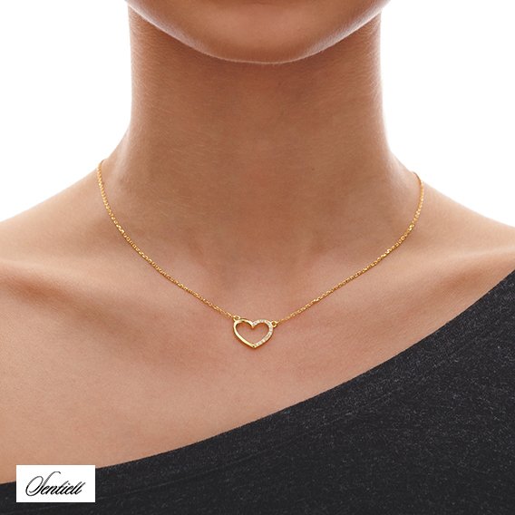 Silver (925) gold-plated necklace - heart with zirconia