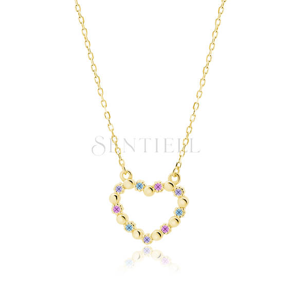 Silver (925) gold-plated necklace - heart with zirconias