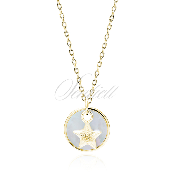 Silver (925) gold-plated necklace - star in a circle with Mother of pearl