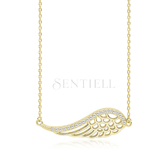 Silver (925) gold-plated necklace - wing with white zirconias