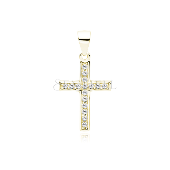 Silver (925) gold-plated pendant cross with zirconia