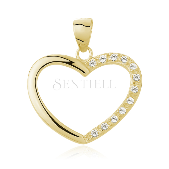 Silver (925) gold plated pendant white zirconia - heart