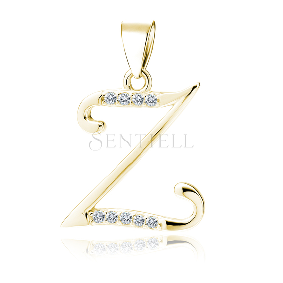 Silver (925) gold-plated pendant white zirconias - letter Z