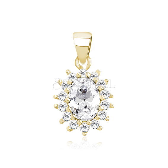 Silver (925) gold-plated pendant with elegant white zircons