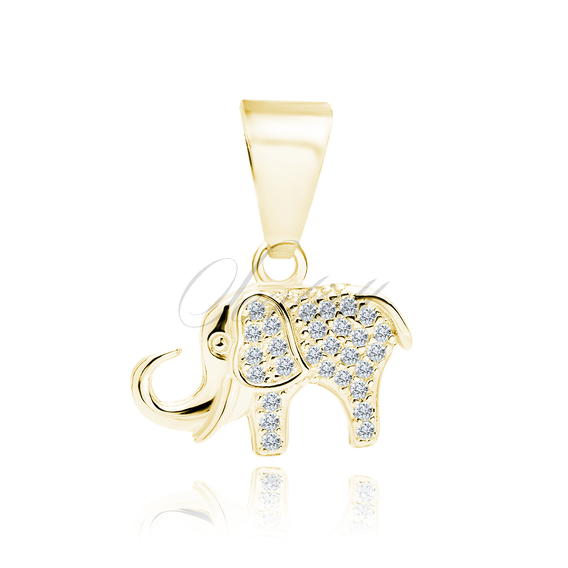 Silver (925) gold-plated pendant with white zirconias - elephant