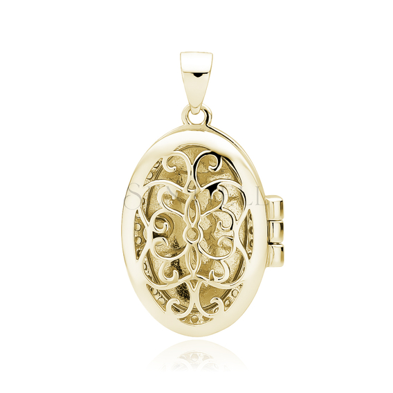 Silver (925) gold-plated polished pendant - oval shaped locket