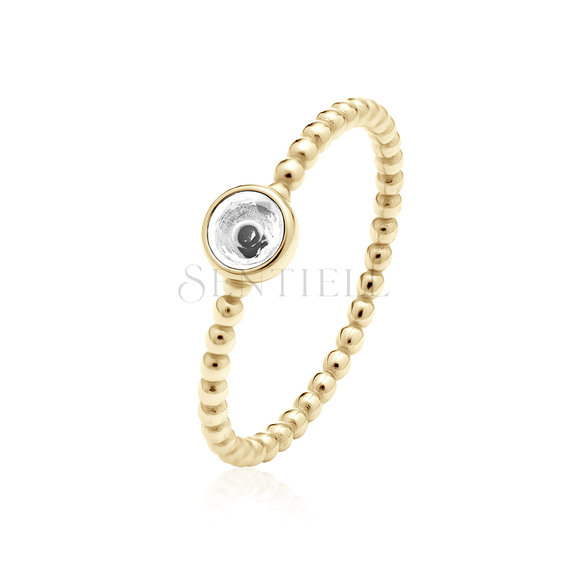 Silver (925) gold-plated ring with white zirconia