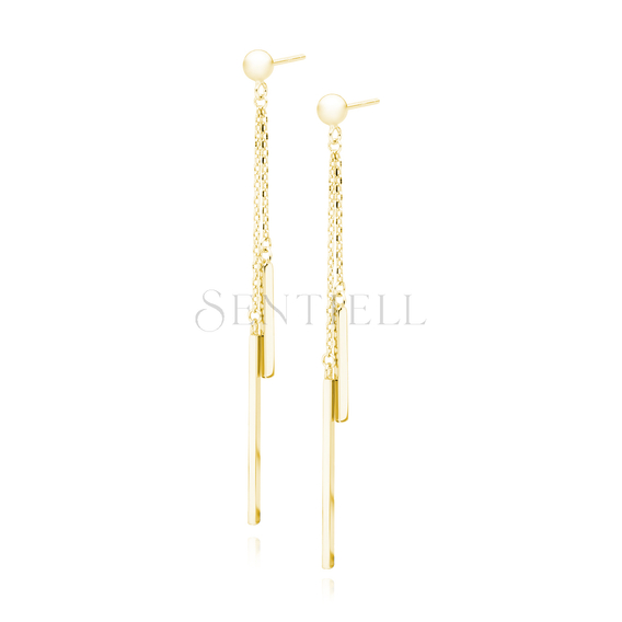 Silver (925) hanging earrings -gold plated sticks