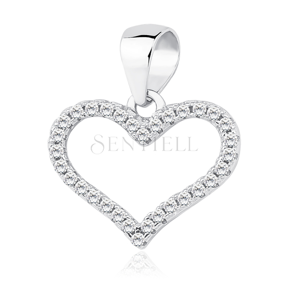 Silver (925) heart pendant with zirconia