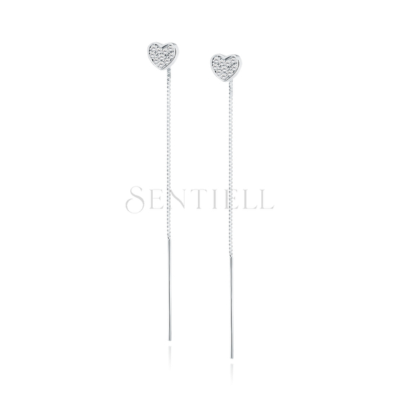 Silver (925) hearts earrings with zirconias