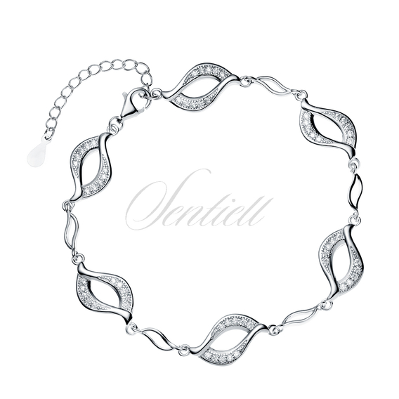 Silver (925) impressive bracelet with white zirconias