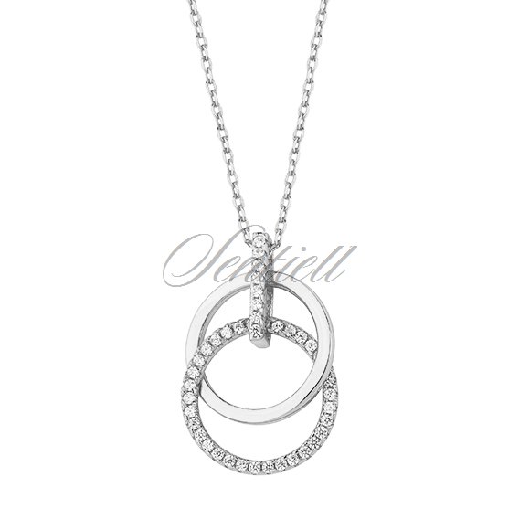 Silver (925) necklace - cirlces with zirconia