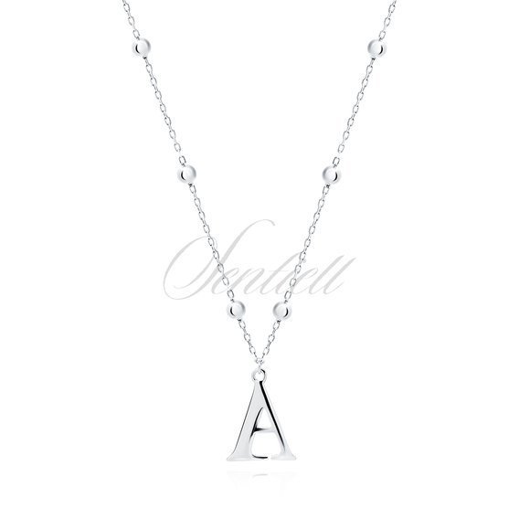 Silver (925) necklace - letter A on chain with balls