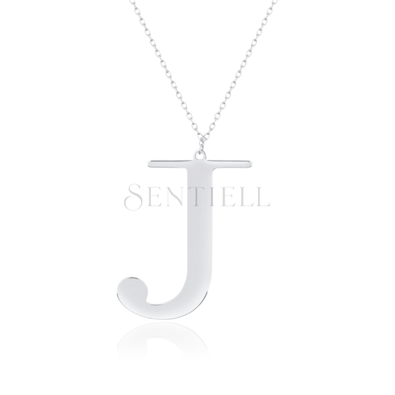 Silver (925) necklace - letter J
