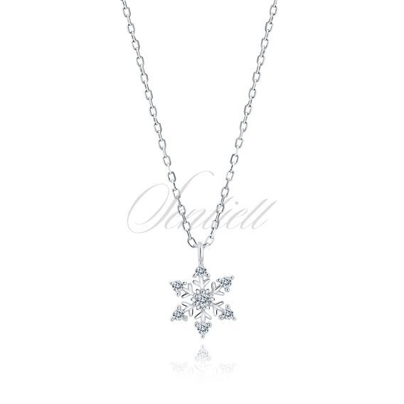 Silver (925) necklace snowflake with white zirconias