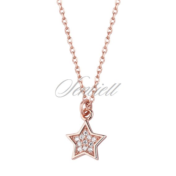 Silver (925) necklace - star with zirconia - rose gold-plated