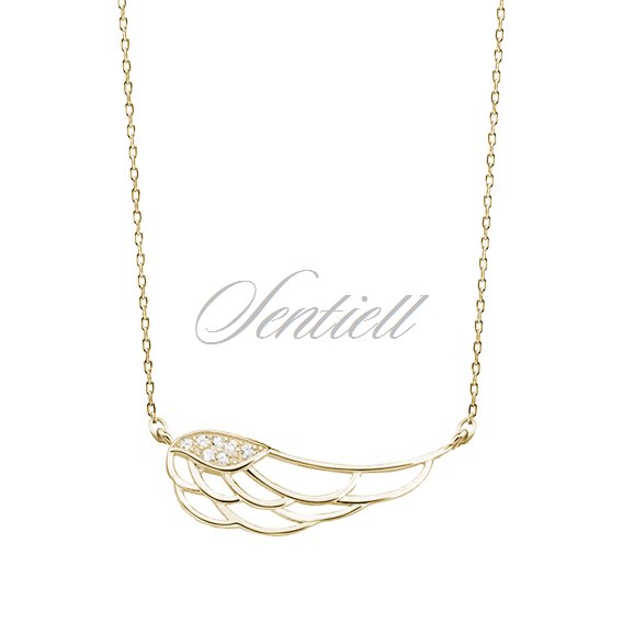 Silver (925) necklace - wing with zirconia, gold-plated