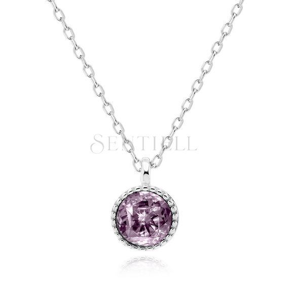 Silver (925) necklace with amethyst zirconia