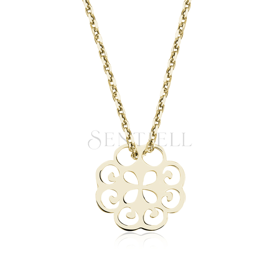 Silver (925) necklace with open-work pendant, gold-plated