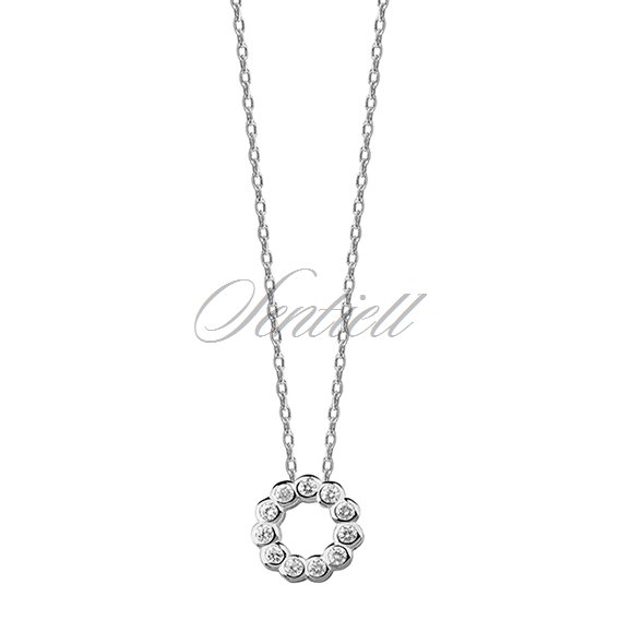 Silver (925) necklace with round pendant and zirconia