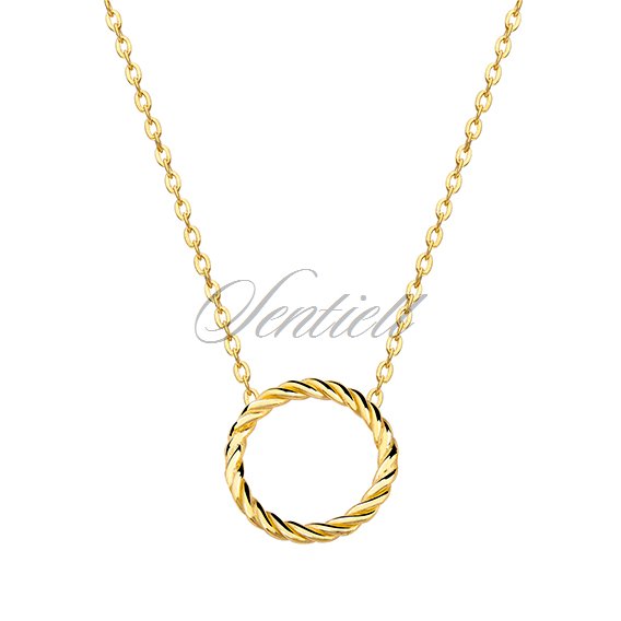 Silver (925) necklace with round pendant - gold-plated