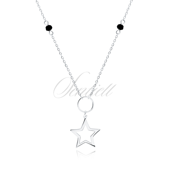 Silver (925) necklace with star and black spinels