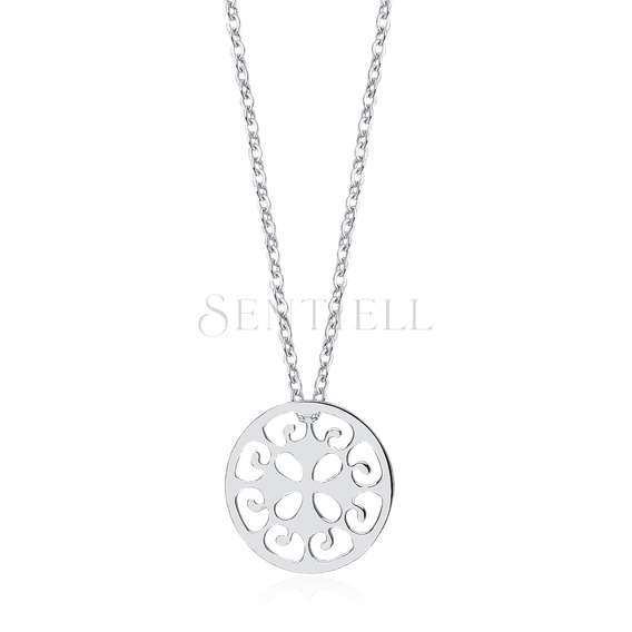 Silver (925) necklace withopen-work  round pendant