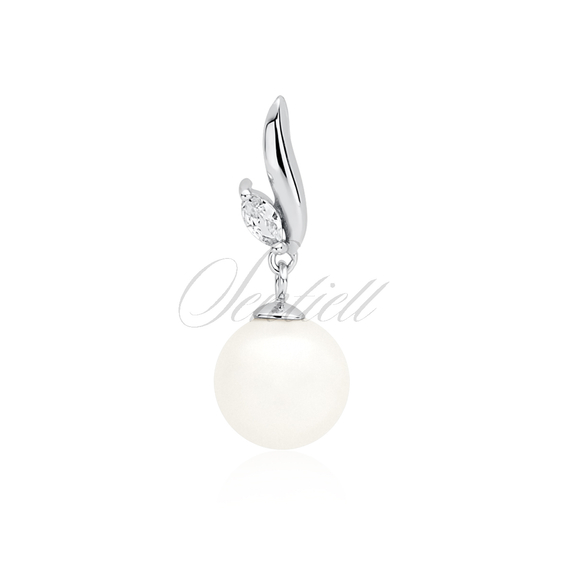 Silver (925) pearl pendant with white zirconia