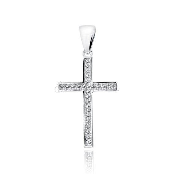 Silver (925) pendant cross with white zirconias