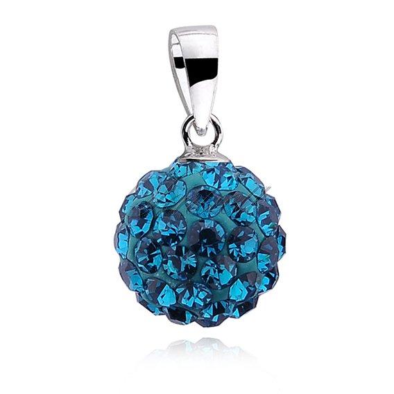 Silver (925) pendant disco ball 10mm blue zircon