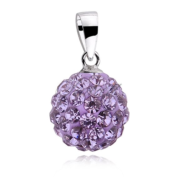 Silver (925) pendant disco ball 10mm violet