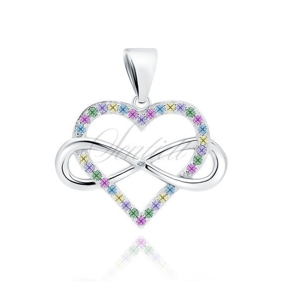 Silver (925) pendant - heart with infinity with zirconias