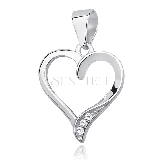 Silver (925) pendant - heart with zirconia