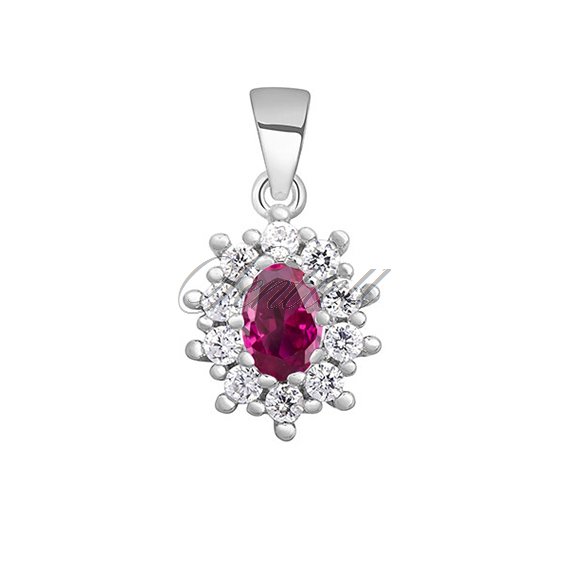 Silver (925) pendant ruby colored zirconia