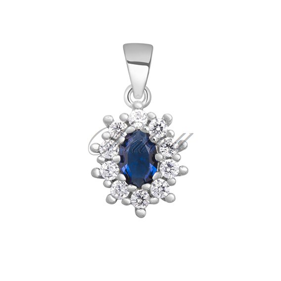 Silver (925) pendant sapphire colored zirconia