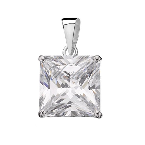 Silver (925) pendant white zirconia 10mm x 10mm