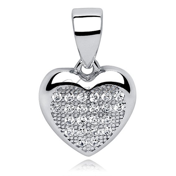 Silver (925) pendant white zirconia - heart small