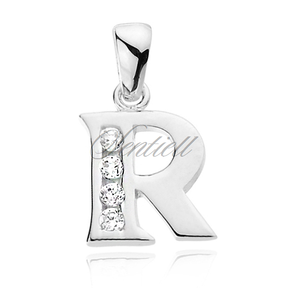 Silver (925) pendant white zirconia - letter R