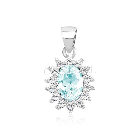 Silver (925) pendant with aquamarine colored zirconia